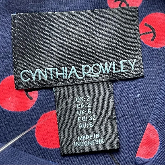 NWOT Cynthia Rowley Drop Waist Shift Dress Cherry Print Sz 2 - Picture 5 of 7